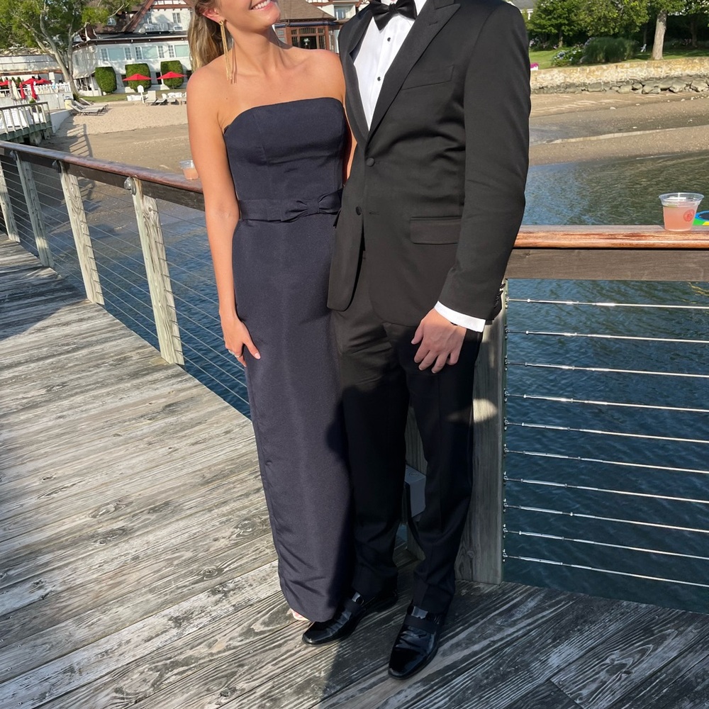 Amsale Navy Strapless Dress